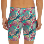 Retro Tennis Pattern Print Men's Long Boxer Briefs