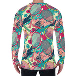 Retro Tennis Pattern Print Men's Long Sleeve T-Shirt