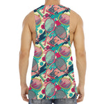 Retro Tennis Pattern Print Men's Muscle Tank Top