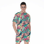 Retro Tennis Pattern Print Men's Rompers