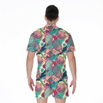 Retro Tennis Pattern Print Men's Rompers