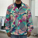 Retro Tennis Pattern Print Men's Shirt Jacket