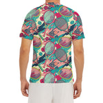 Retro Tennis Pattern Print Men's Short Sleeve Rash Guard