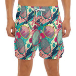 Retro Tennis Pattern Print Men's Split Running Shorts