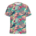 Retro Tennis Pattern Print Men's Athletic T-Shirt