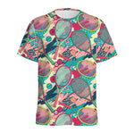 Retro Tennis Pattern Print Men's Sports T-Shirt