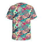 Retro Tennis Pattern Print Men's Sports T-Shirt