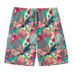 Retro Tennis Pattern Print Men's Swim Trunks