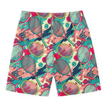 Retro Tennis Pattern Print Men's Swim Trunks