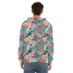 Retro Tennis Pattern Print Men's Velvet Pullover Hoodie