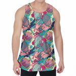 Retro Tennis Pattern Print Men's Velvet Tank Top
