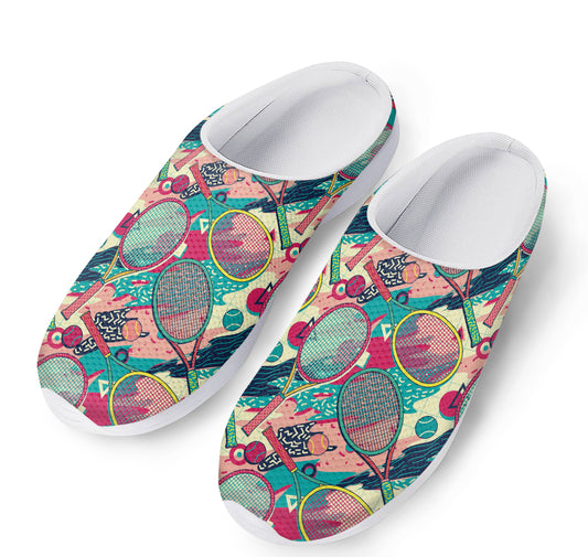 Retro Tennis Pattern Print Mesh Casual Shoes