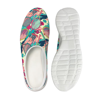 Retro Tennis Pattern Print Mesh Casual Shoes