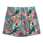 Retro Tennis Pattern Print Mesh Shorts