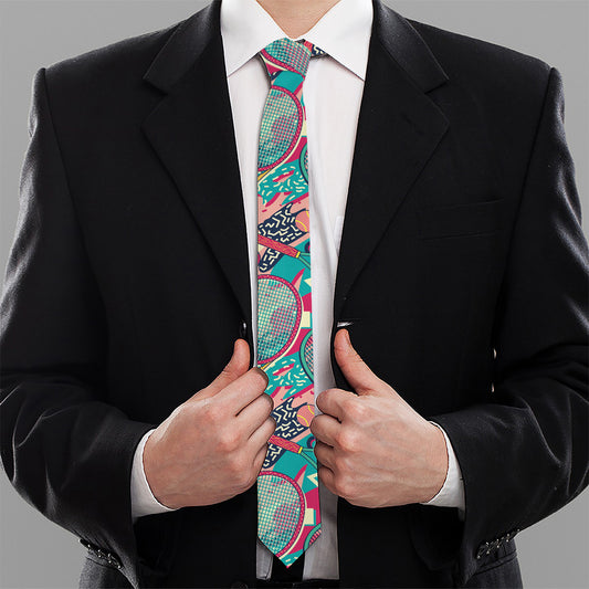 Retro Tennis Pattern Print Necktie