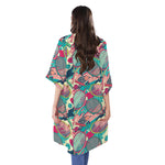 Retro Tennis Pattern Print Open Front Beach Cover Up