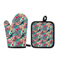 Retro Tennis Pattern Print Oven Mitt And Pot Holder Set