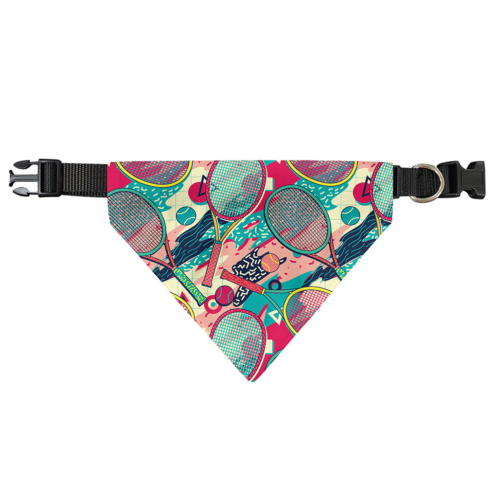 Retro Tennis Pattern Print Over The Collar Dog Bandana