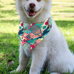Retro Tennis Pattern Print Over The Collar Dog Bandana