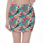 Retro Tennis Pattern Print Pencil Mini Skirt