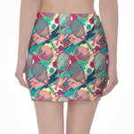 Retro Tennis Pattern Print Pencil Mini Skirt