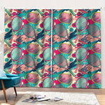 Retro Tennis Pattern Print Pencil Pleat Curtains