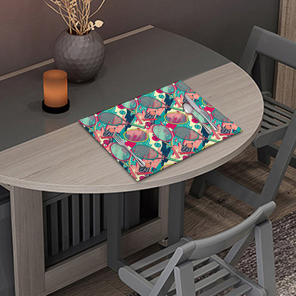 Retro Tennis Pattern Print Placemat