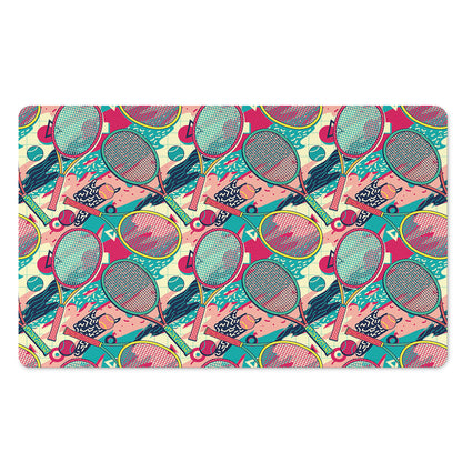 Retro Tennis Pattern Print Polyester Doormat