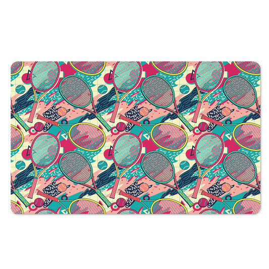 Retro Tennis Pattern Print Polyester Doormat