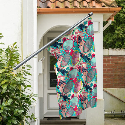 Retro Tennis Pattern Print Polyester Flag