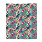 Retro Tennis Pattern Print Polyester Shower Curtain