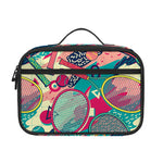 Retro Tennis Pattern Print Portable Lunch Bag