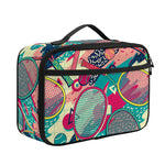 Retro Tennis Pattern Print Portable Lunch Bag