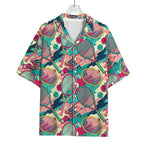 Retro Tennis Pattern Print Rayon Hawaiian Shirt