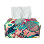 Retro Tennis Pattern Print Rectangle Tissue Box Cover