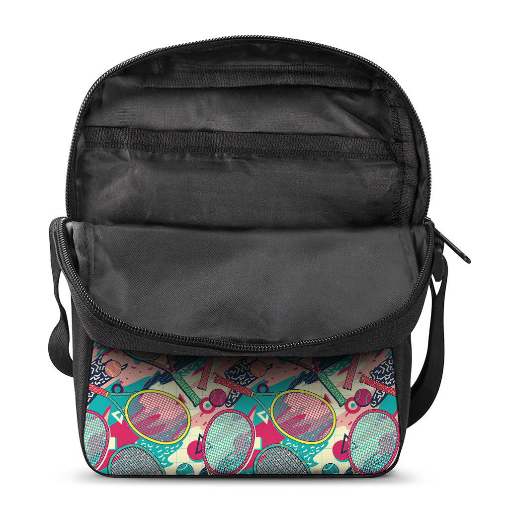Retro Tennis Pattern Print Rectangular Crossbody Bag