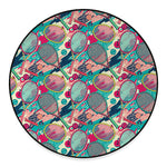 Retro Tennis Pattern Print Round Floor Mat
