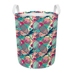 Retro Tennis Pattern Print Round Laundry Basket