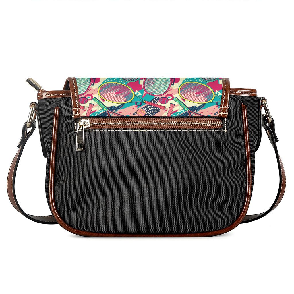 Retro Tennis Pattern Print Saddle Bag