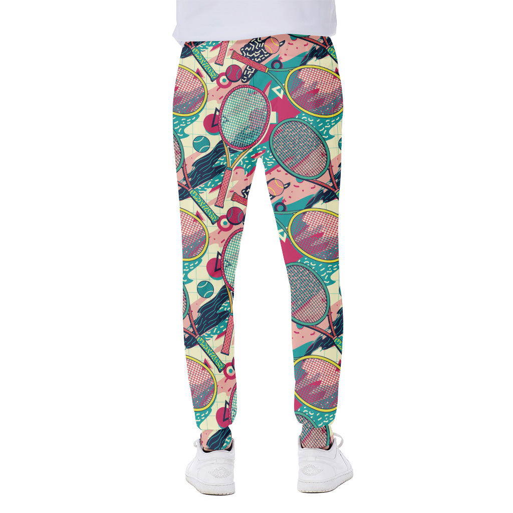 Retro Tennis Pattern Print Scuba Joggers
