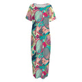 Retro Tennis Pattern Print Short Sleeve Long Nightdress
