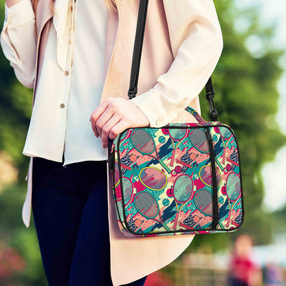 Retro Tennis Pattern Print Shoulder Strap Bible Bag