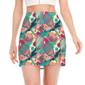 Retro Tennis Pattern Print Side Slit Mini Skirt