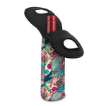 Retro Tennis Pattern Print Single Neoprene Wine Tote