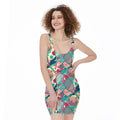 Retro Tennis Pattern Print Sleeveless Bodycon Dress