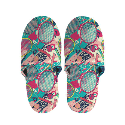 Retro Tennis Pattern Print Slippers