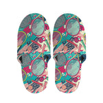 Retro Tennis Pattern Print Slippers
