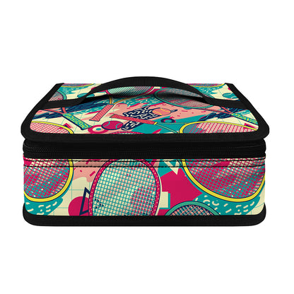 Retro Tennis Pattern Print Small Lunch Bag