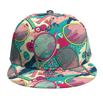 Retro Tennis Pattern Print Snapback Cap