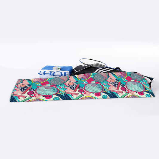 Retro Tennis Pattern Print Sports Towel